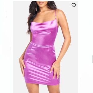 SATIN GOLD RING MINI DRESS
